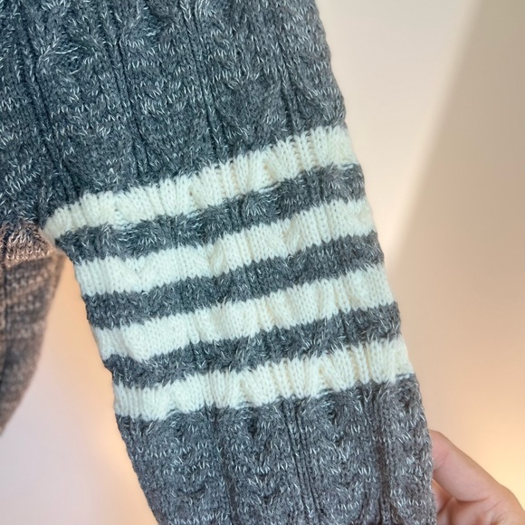 THOM BROWNE Gray 4-Bar Aran Cardigan - Picture 11 of 14